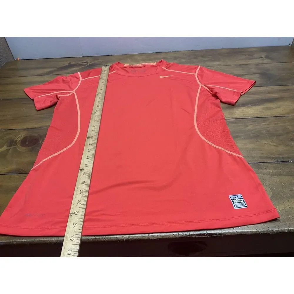Nike Pro Combat Fitted Men's Size Large Orange Activewear Top Shirt - Picture 7 of 11